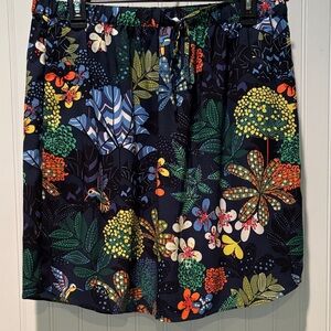 LOFT Floral Elastic Waist Skirt Size M